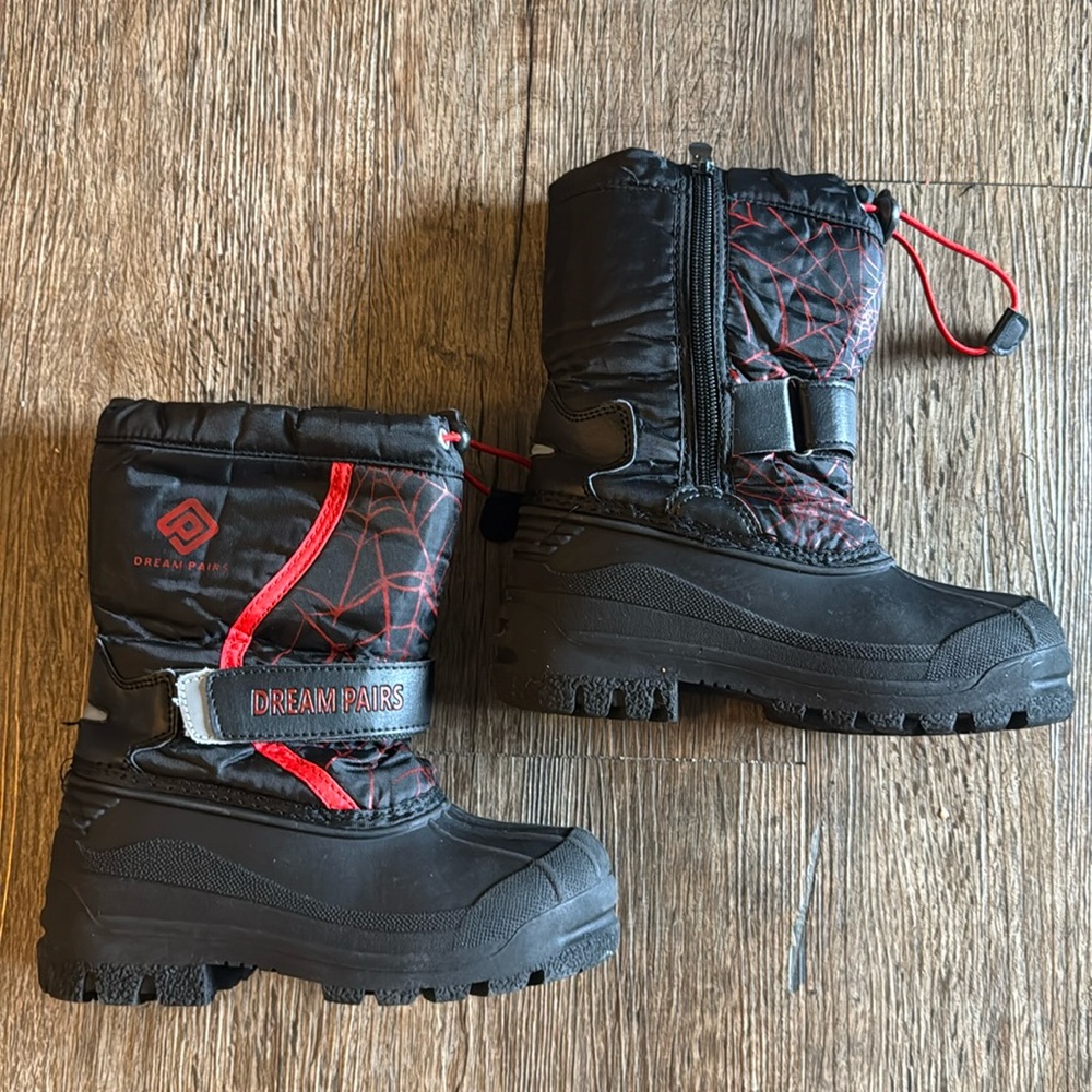 Dream Pairs Kids Snow Cold Weather Winter Boots Black Red 11 Waterproof Ski